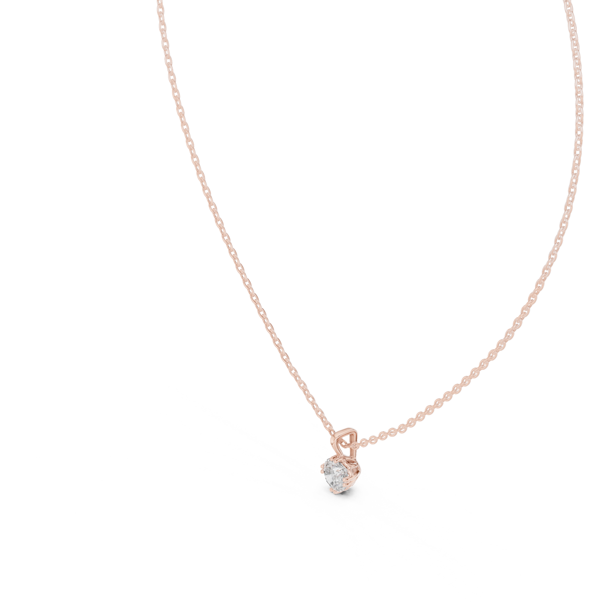 Round Cut 0.50 CT Lab Grown Diamond Solitaire Pendant, Rose Gold