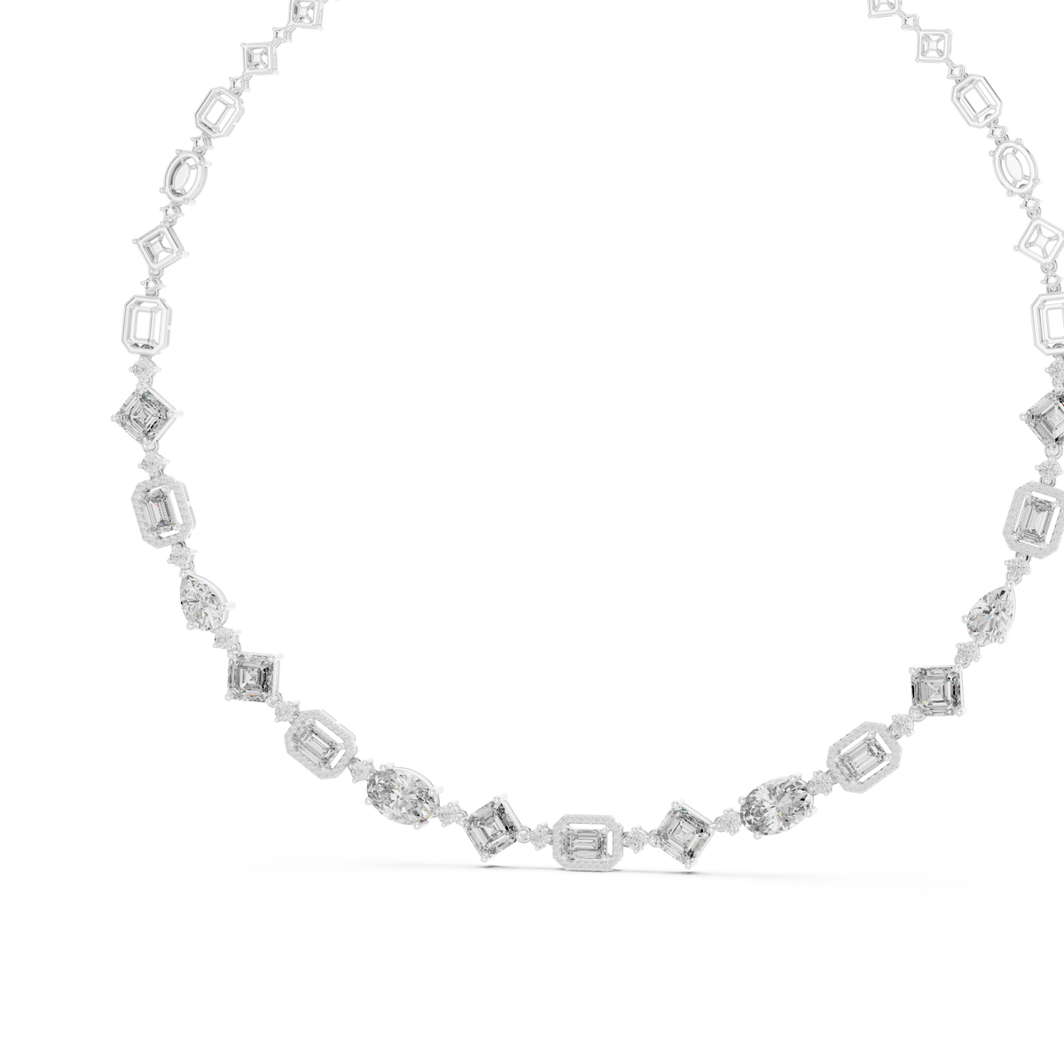 Élan Multi Shape Lab Grown Diamond Statement Necklace, White Gold