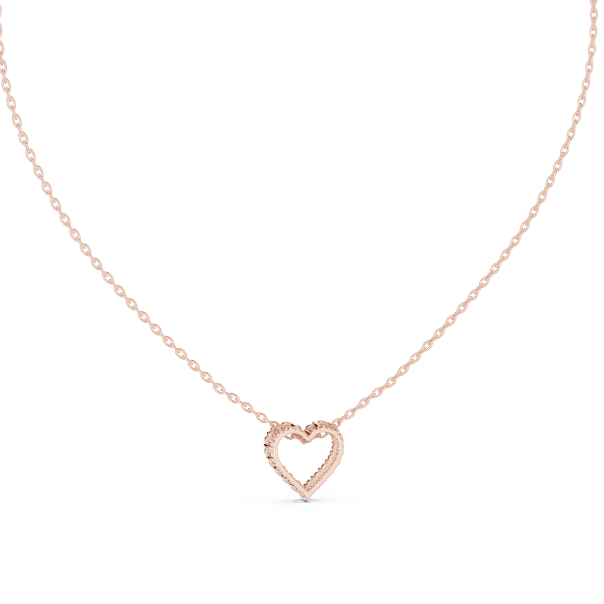 0.20 CT Round Lab Grown Diamond Open Heart Pendant, Rose Gold