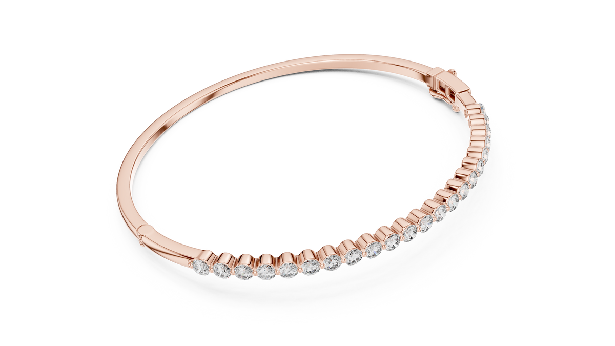 Classic Round Lab Grown Diamond Bangle Bracelet, Rose Gold