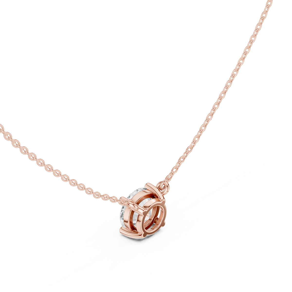 Classic Round Brilliant Lab Grown Diamond Solitaire Pendant, Rose Gold
