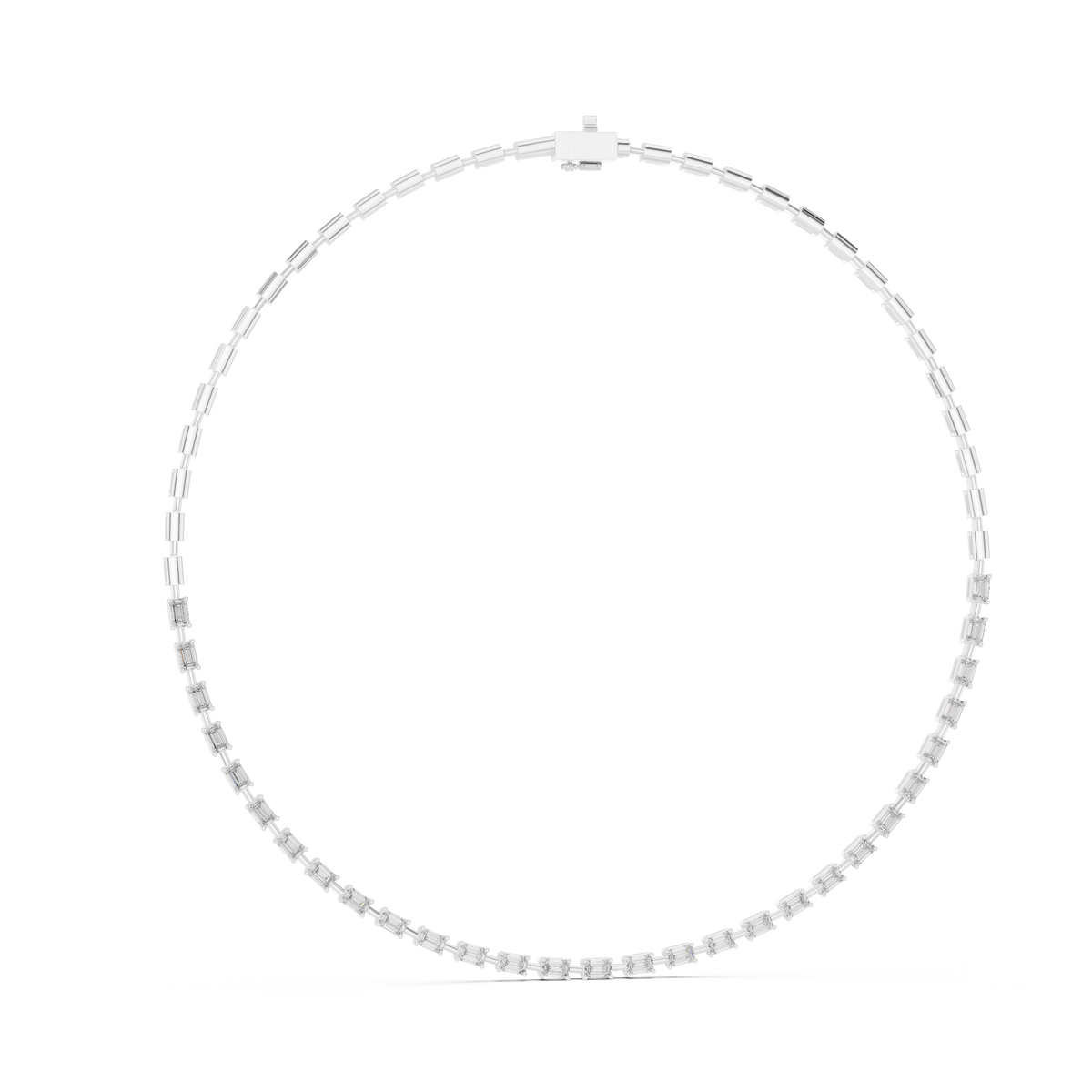Eterna Emerald Cut Lab Grown Diamond Tennis Necklace, White Gold