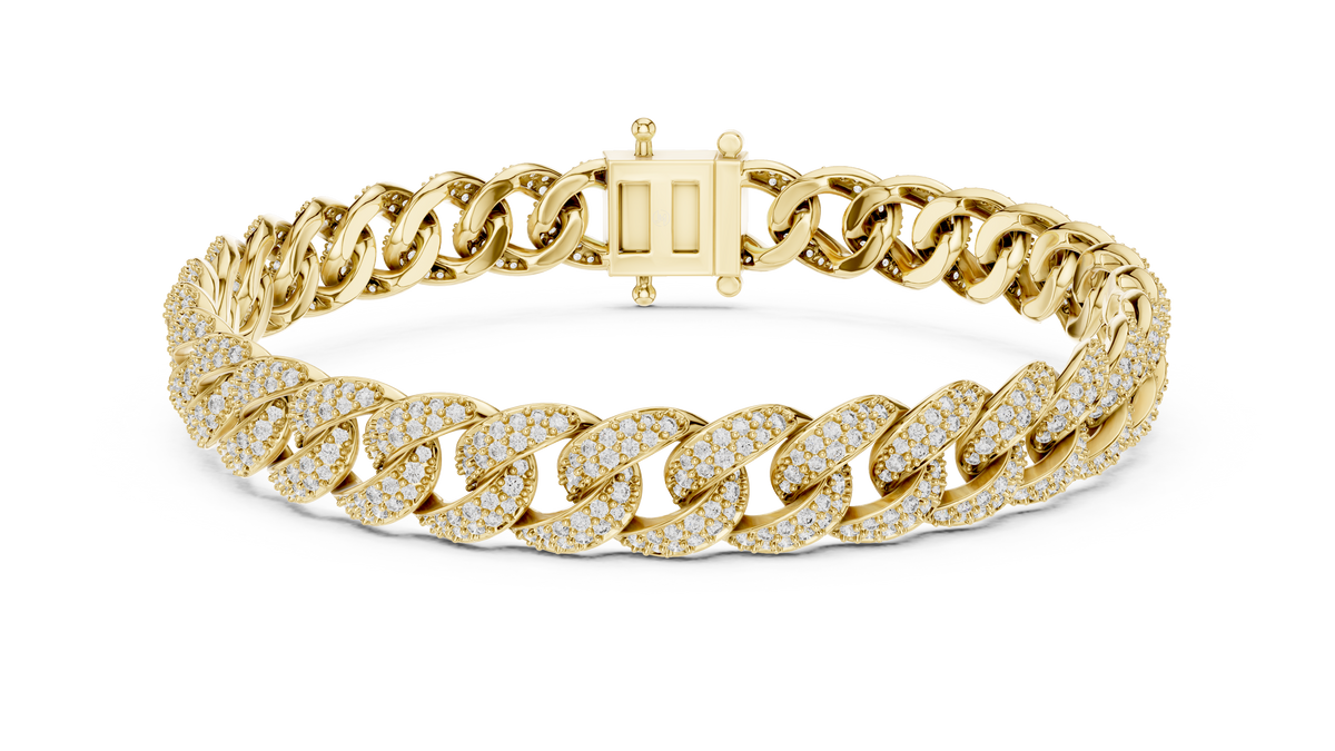 Cuban Link Pavé Lab Grown Diamond Bracelet, Yellow Gold