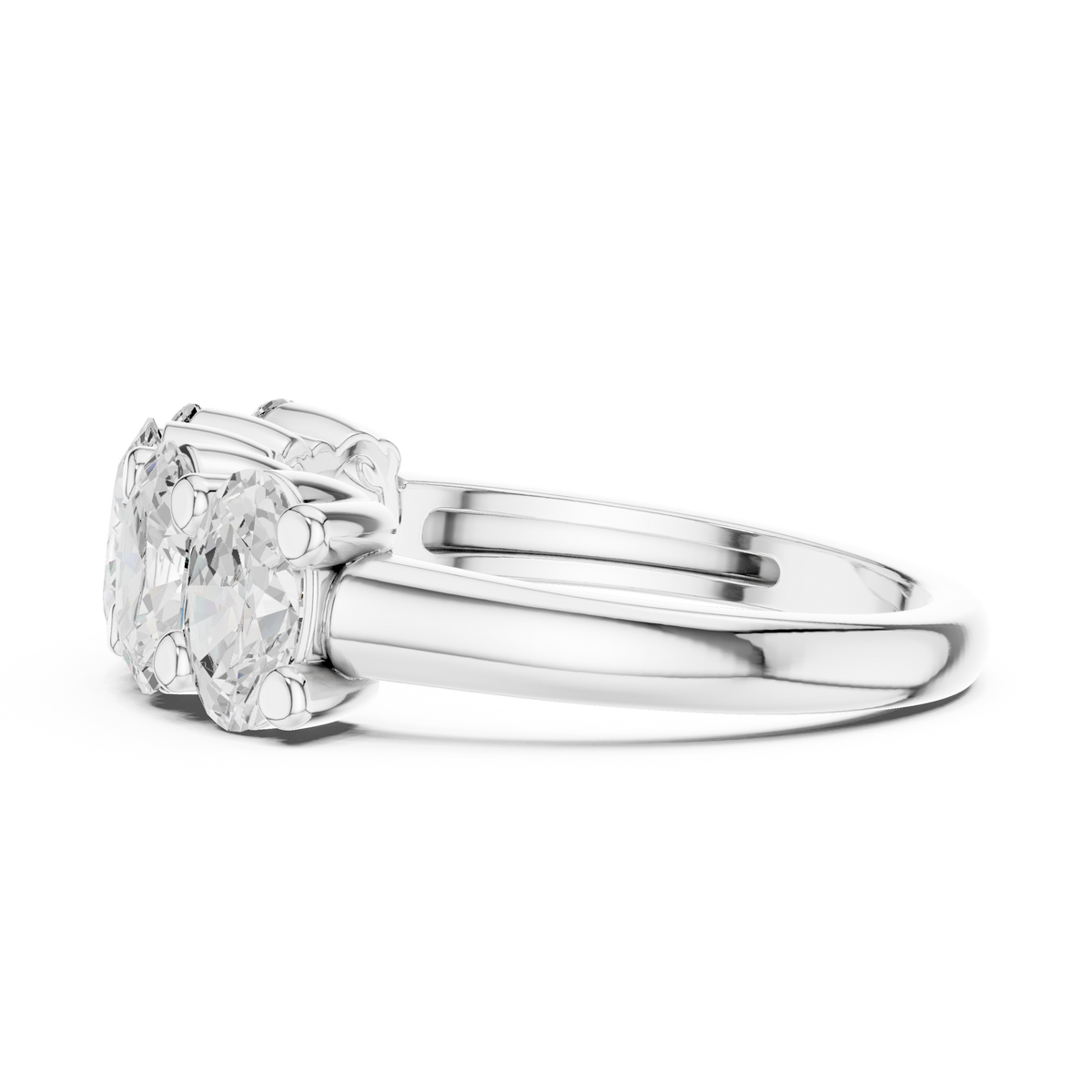 IGI Certified 1.80 Carat Oval Cut Lab Grown Diamond Five Stone Band Ring, White Gold