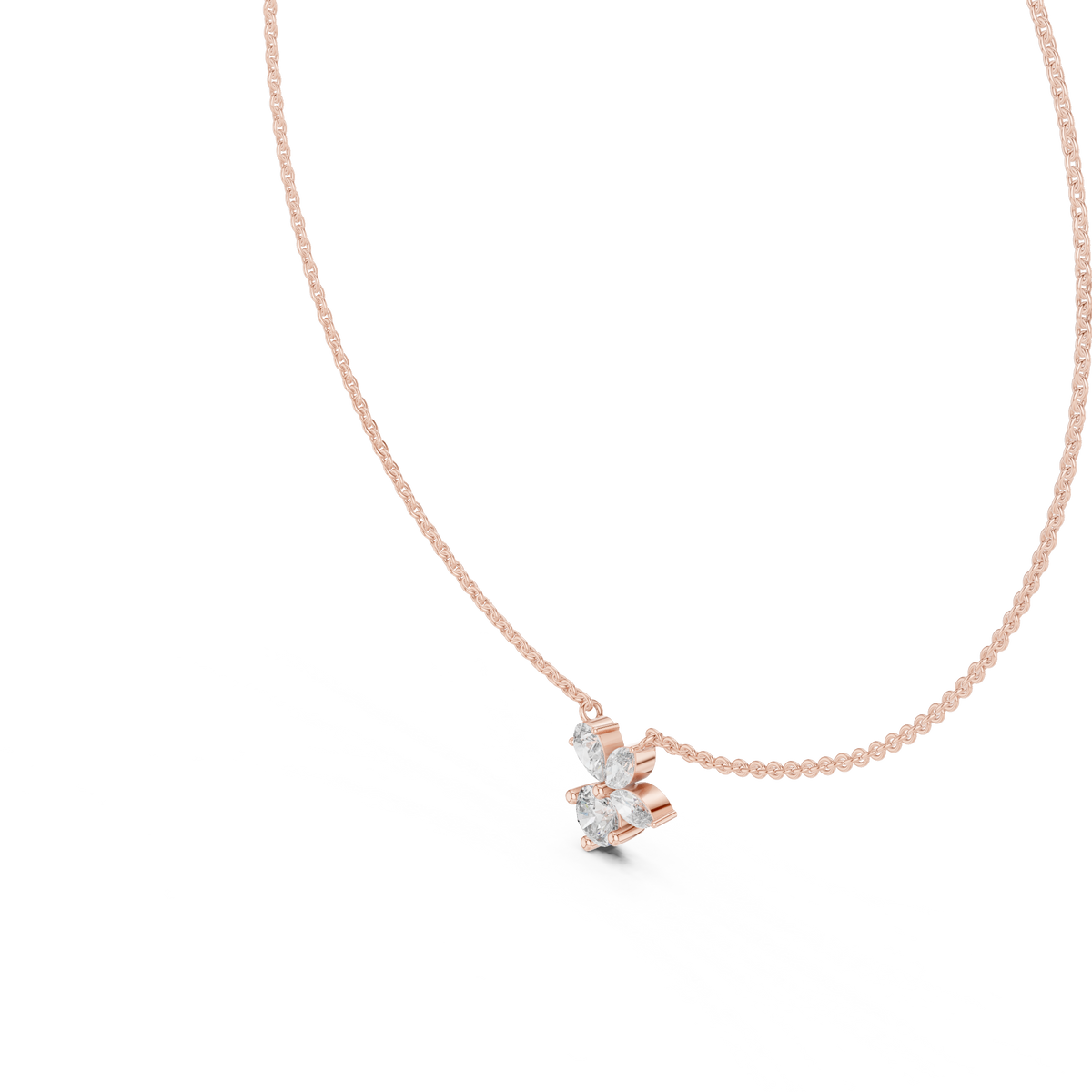Floral Multi Shape Lab Grown Diamond Pendant, Rose Gold