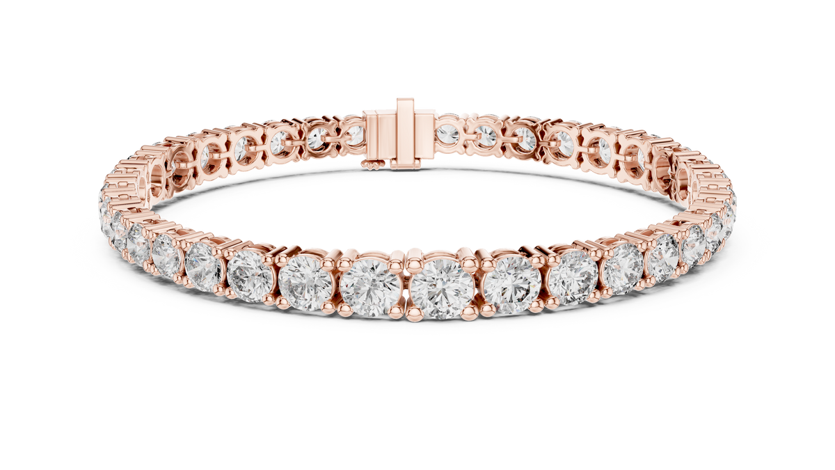 IGI Certified Round Lab Grown Diamond Tennis Bracelet, Rose Gold