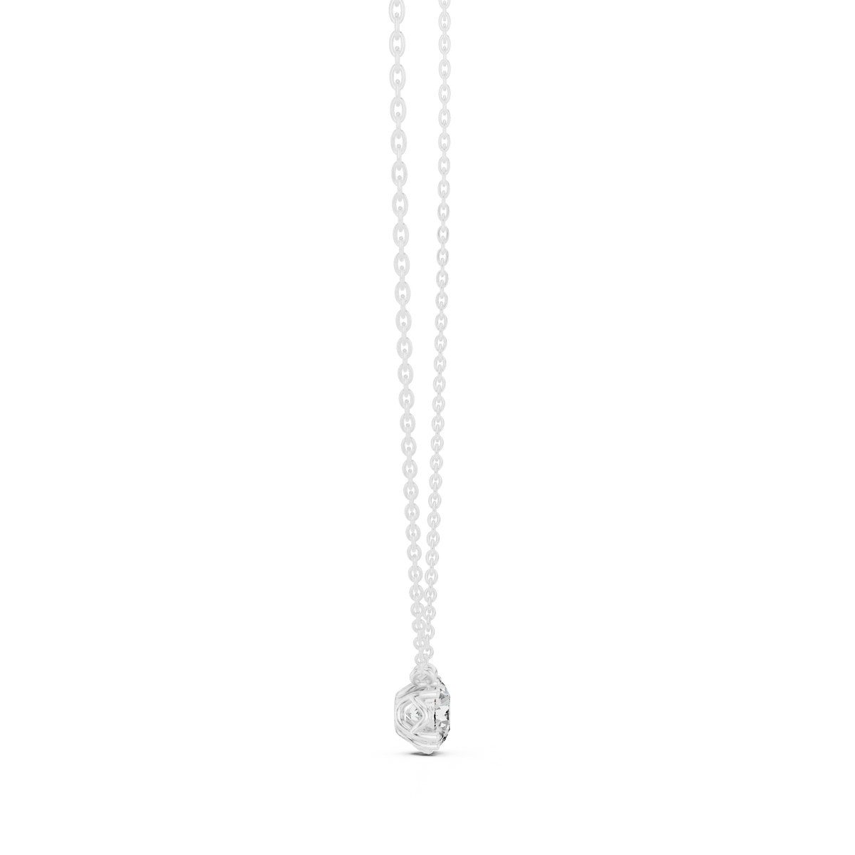 Round Cut Lab Grown Diamond Solitaire Pendant, White Gold
