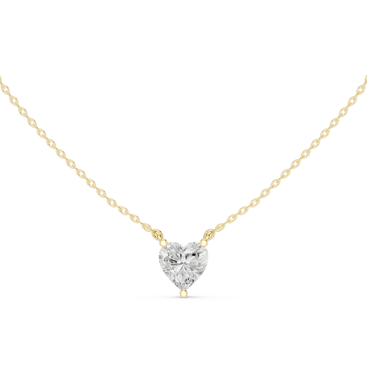 Heart IGI Certified Lab Grown Diamond Solitaire Pendant, Yellow Gold