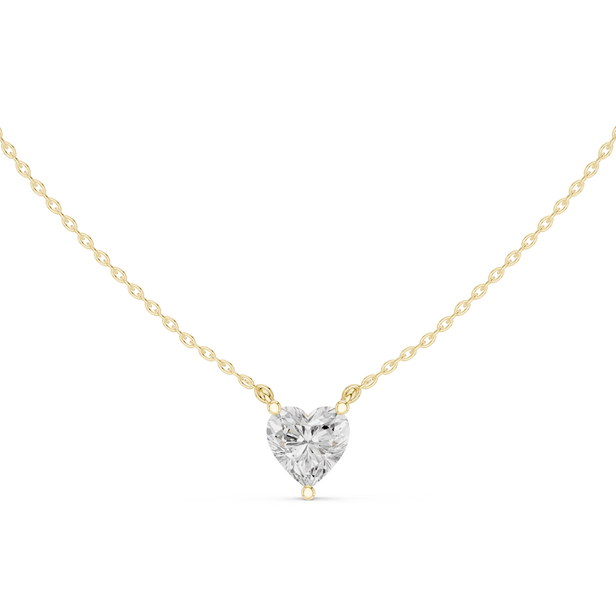 Heart IGI Certified Lab Grown Diamond Solitaire Pendant, Yellow Gold