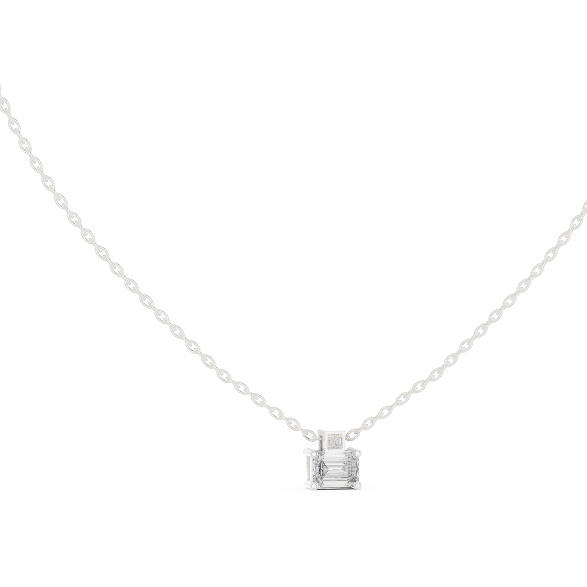 0.50 CT Emerald Cut Lab Grown Diamond Pendant, White Gold