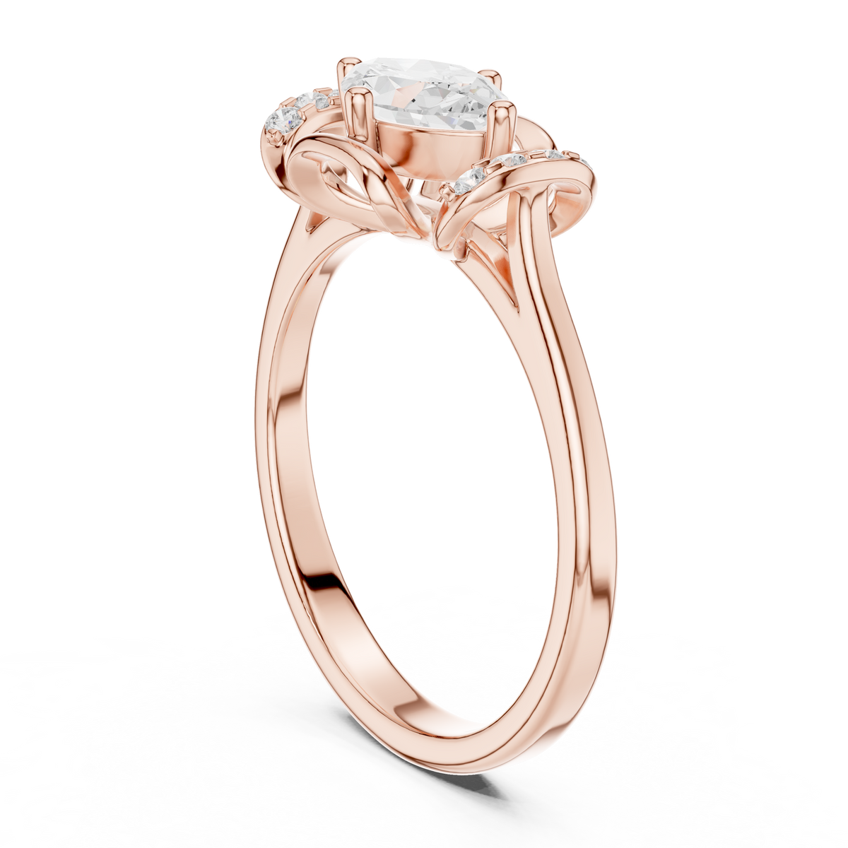 0.70 Ct Marquise Floral Embrace Lab Grown Diamond Ring IGI Certified, Rose Gold
