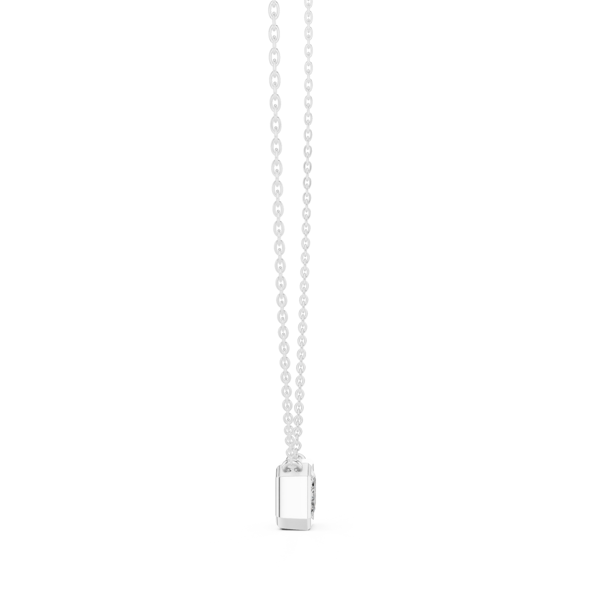 IGI Certified 2.50 CT Emerald Bezel Lab Grown Diamond Pendant, White Gold