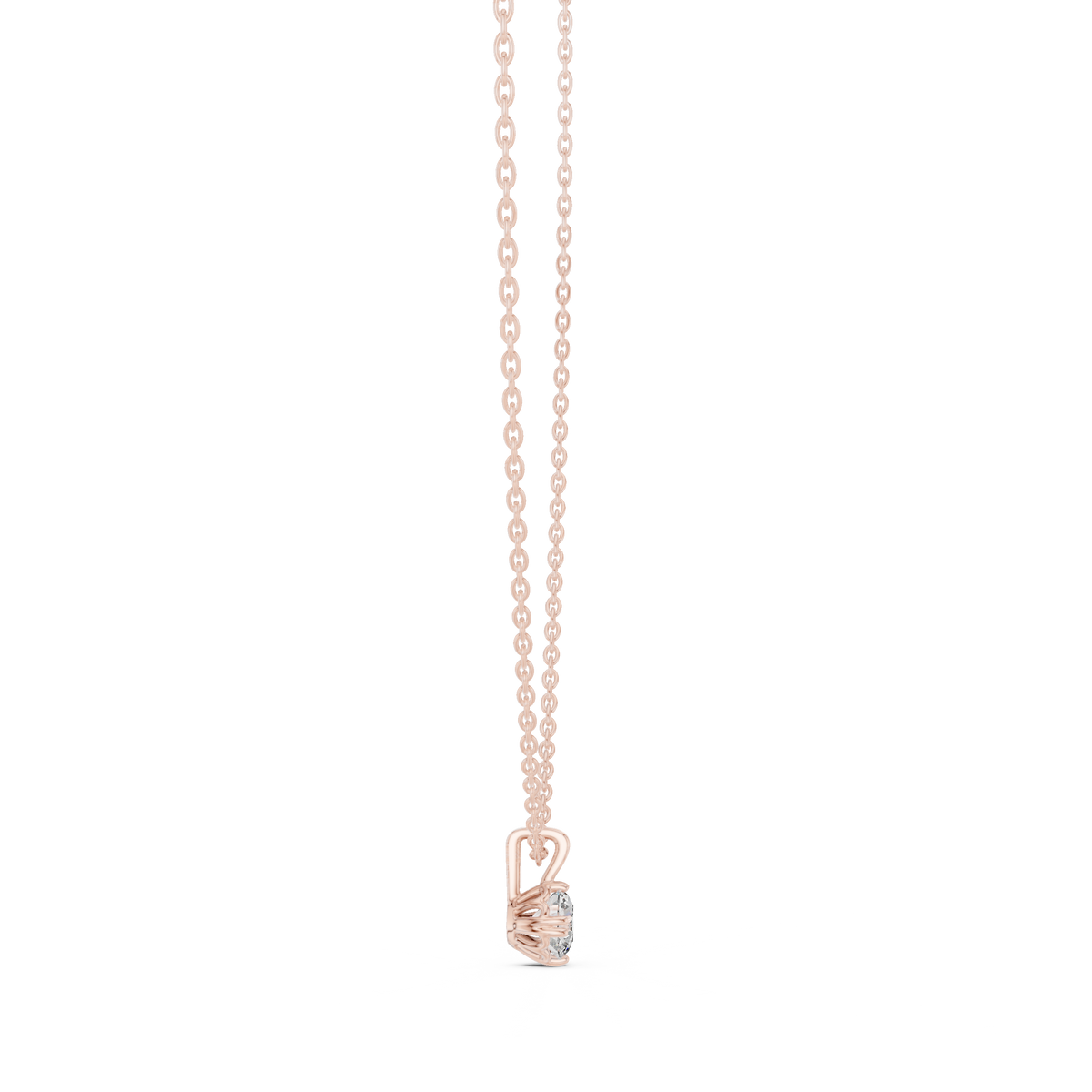 Round Cut 0.50 CT Lab Grown Diamond Solitaire Pendant, Rose Gold
