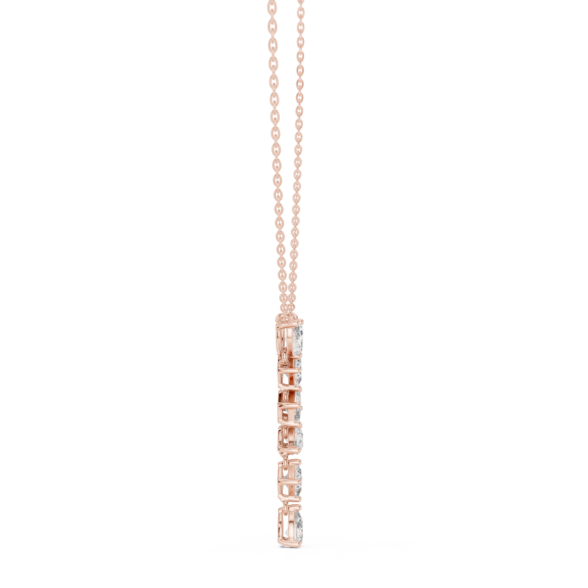 3.50 CT Multi Shape Lab Grown Diamond Drop Pendant, Rose Gold