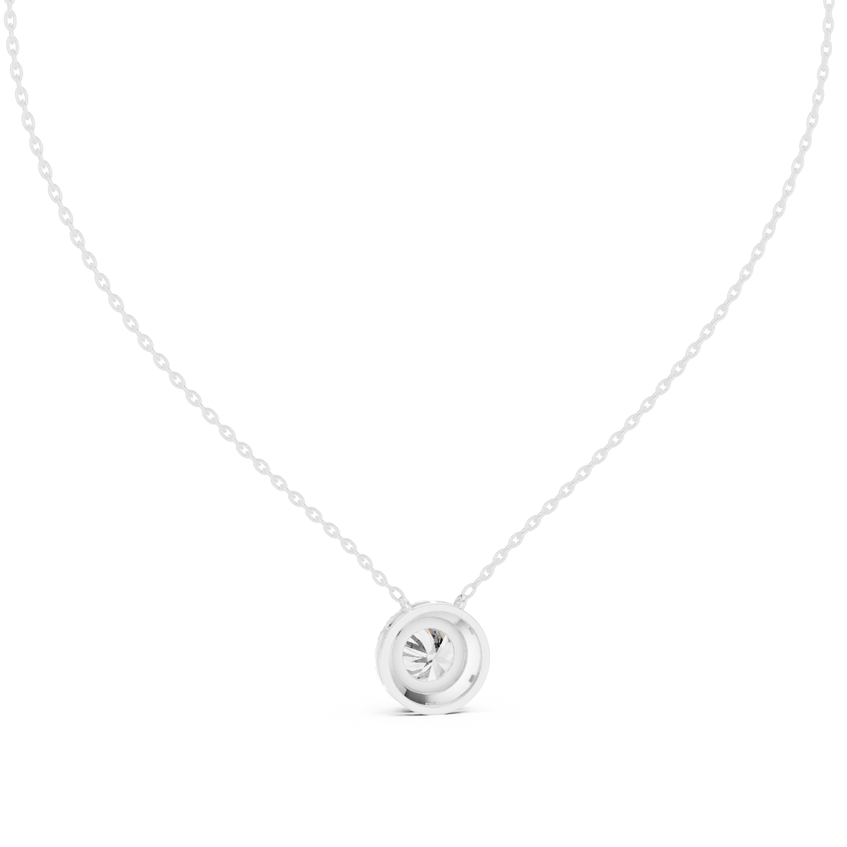 2.10 CT Round Halo Lab Grown Diamond Pendant, White Gold