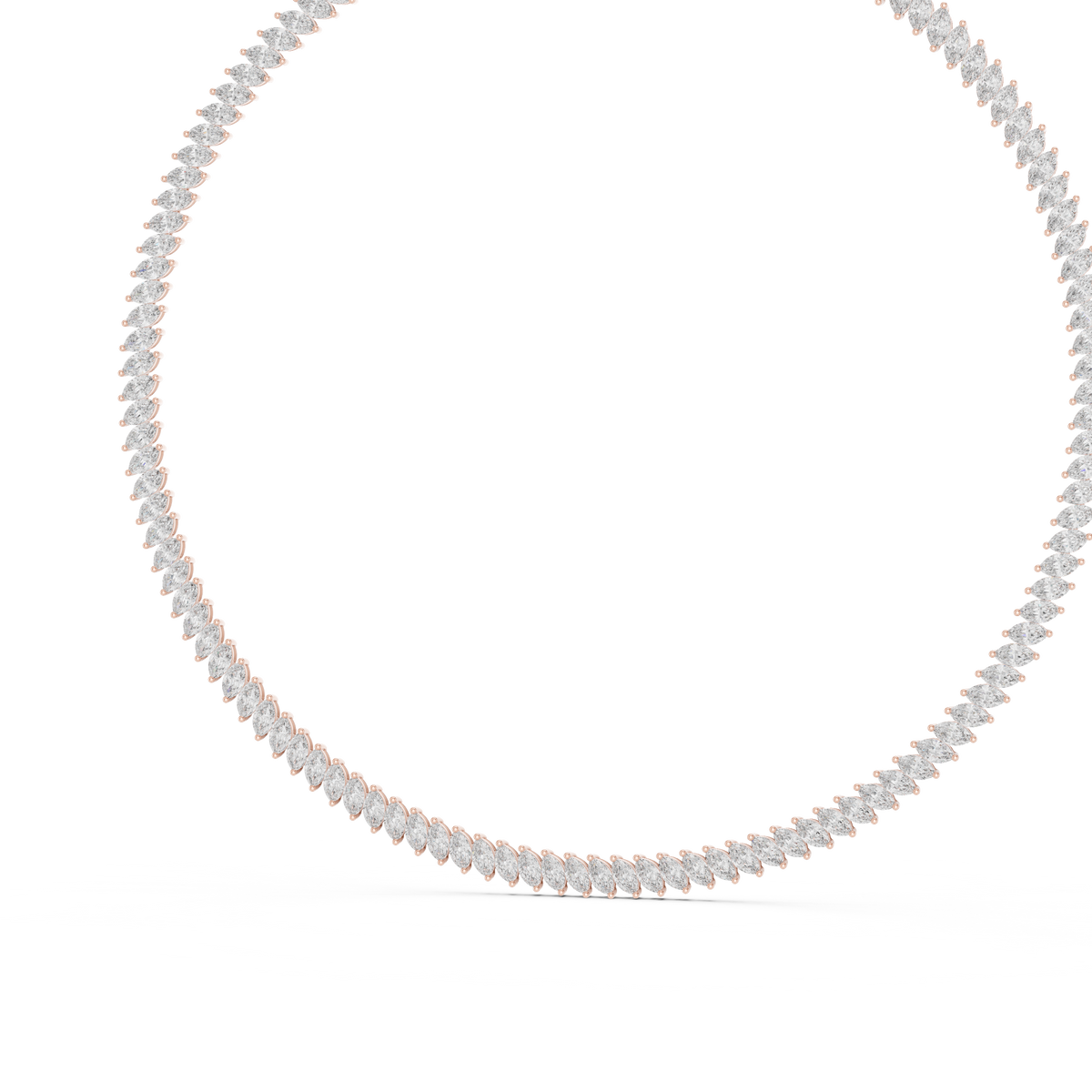 Mariselle Marquise Lab Grown Diamond Tennis Necklace, Rose Gold