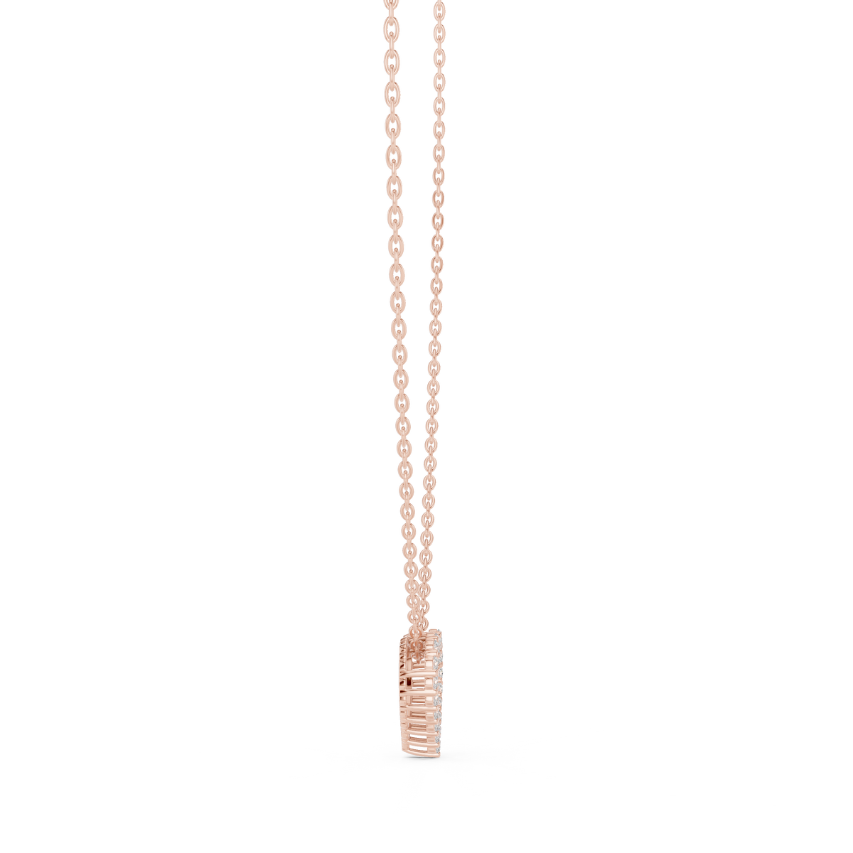 0.20 CT Round Lab Grown Diamond Open Heart Pendant, Rose Gold