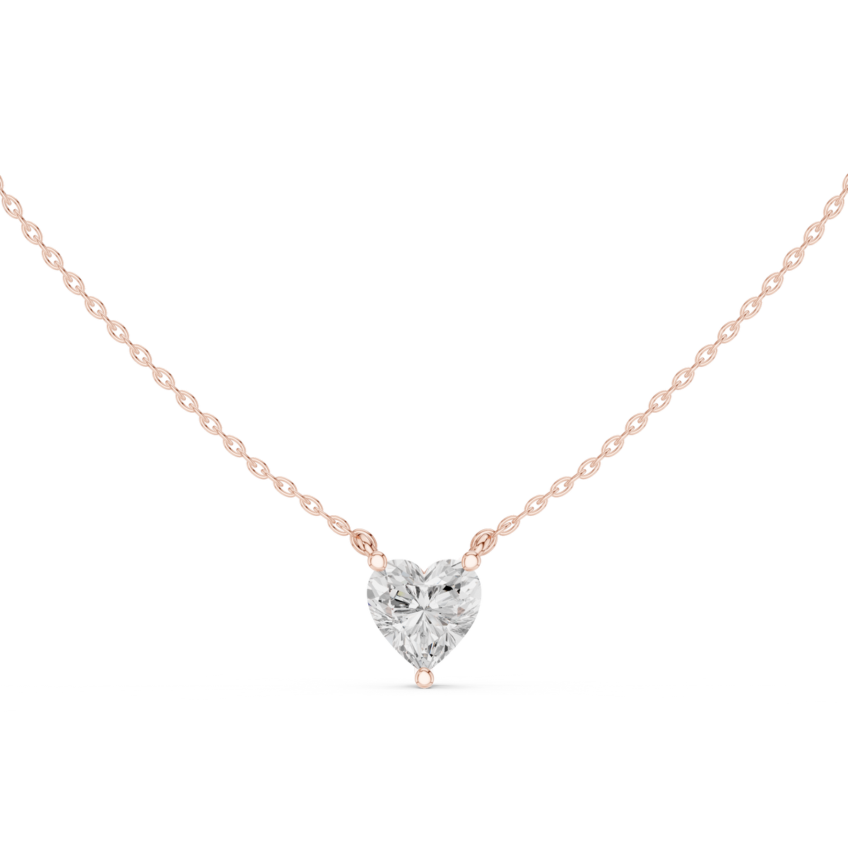 Heart IGI Certified Lab Grown Diamond Solitaire Pendant, Rose Gold