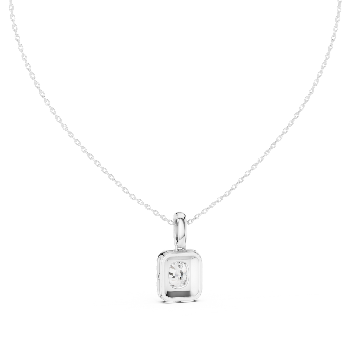 IGI Certified Cushion Halo Lab Grown Diamond Pendant, White Gold