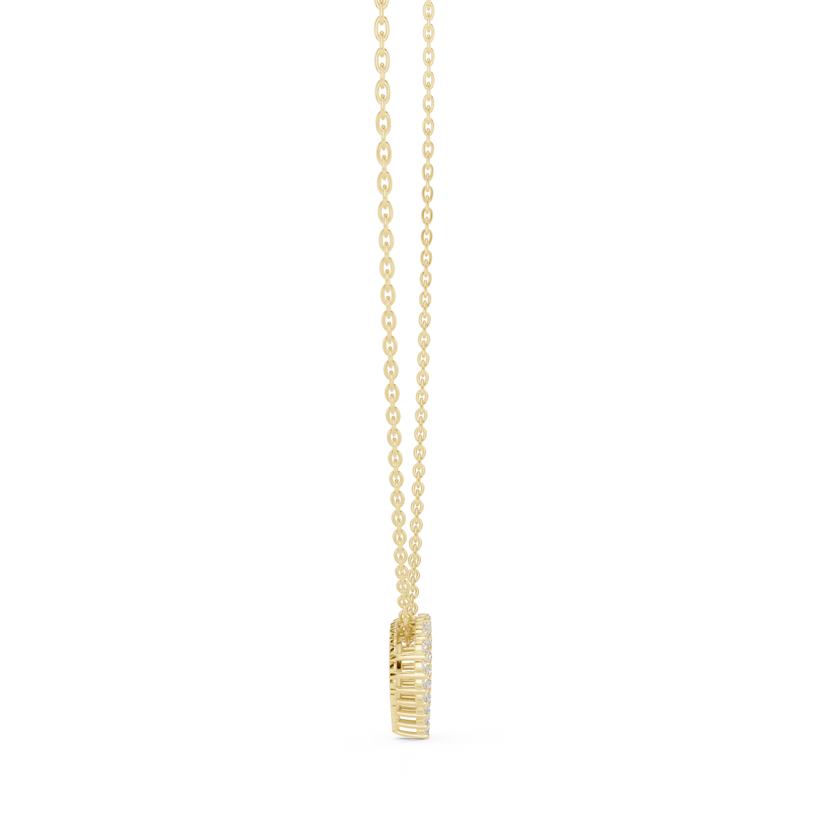 0.20 CT Round Lab Grown Diamond Open Heart Pendant, Yellow Gold