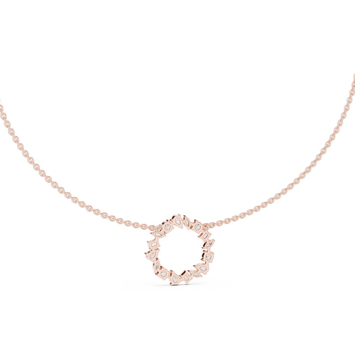 Celeste Multi Shape Lab Grown Diamond Circle Pendant, Rose Gold