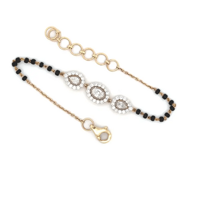 Pear Halo lab Diamond Mangalsutra Bracelet in in 14k Gold