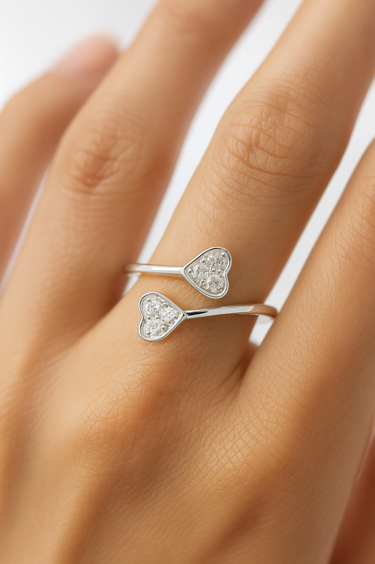 lab grown Heart-shaped ring on hand