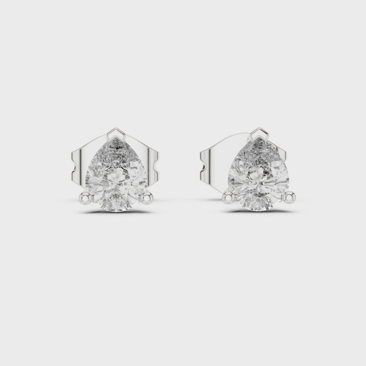 0.80 CT Pear Cut Lab Grown Diamond Solitaire Earstuds, White Gold