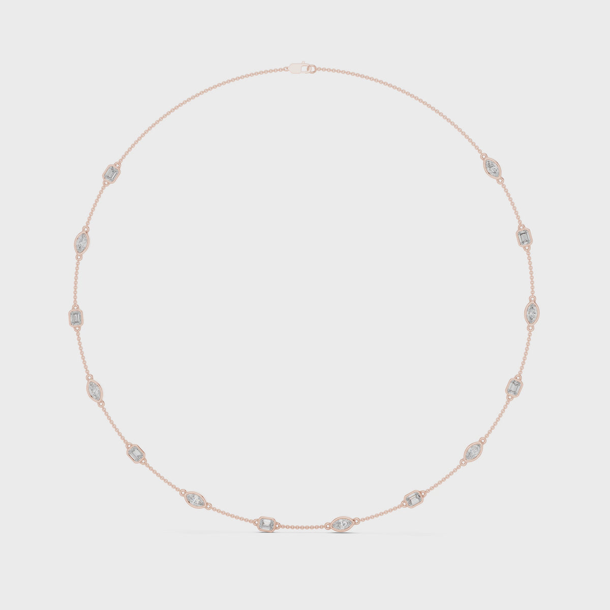 Aurelia Alternating Emerald & Marquise Lab Grown Diamond Station Necklace, Rose Gold
