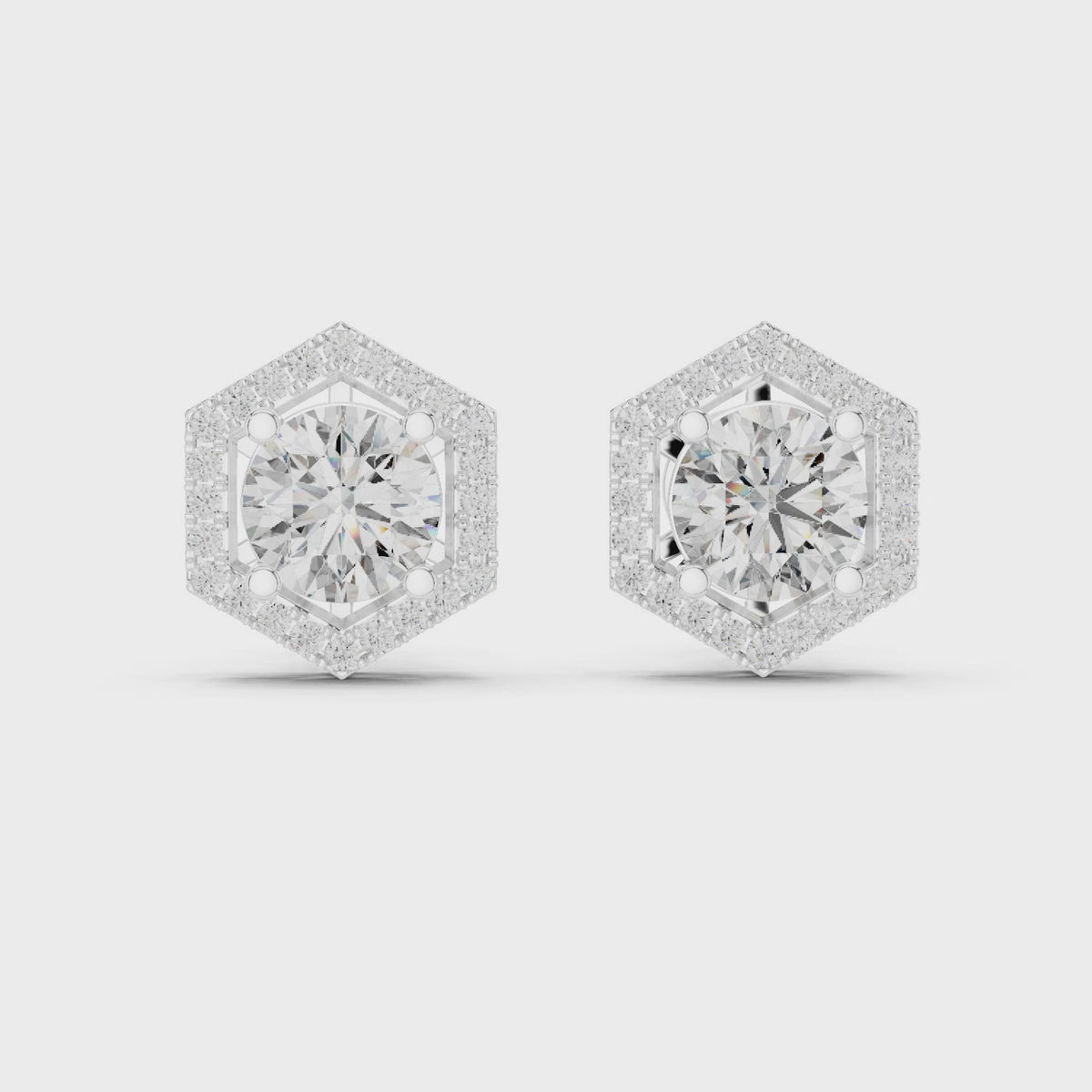 Classic Halo Diamond Stud Earrings with Lab Grown Diamonds, White Gold