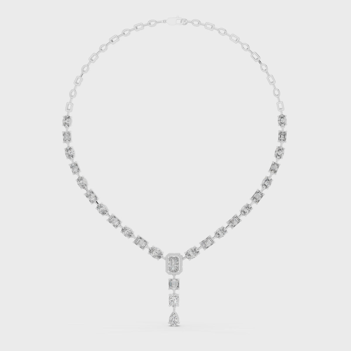 Celestia Multi Shape Lab Grown Diamond Drop Necklace, White Gold