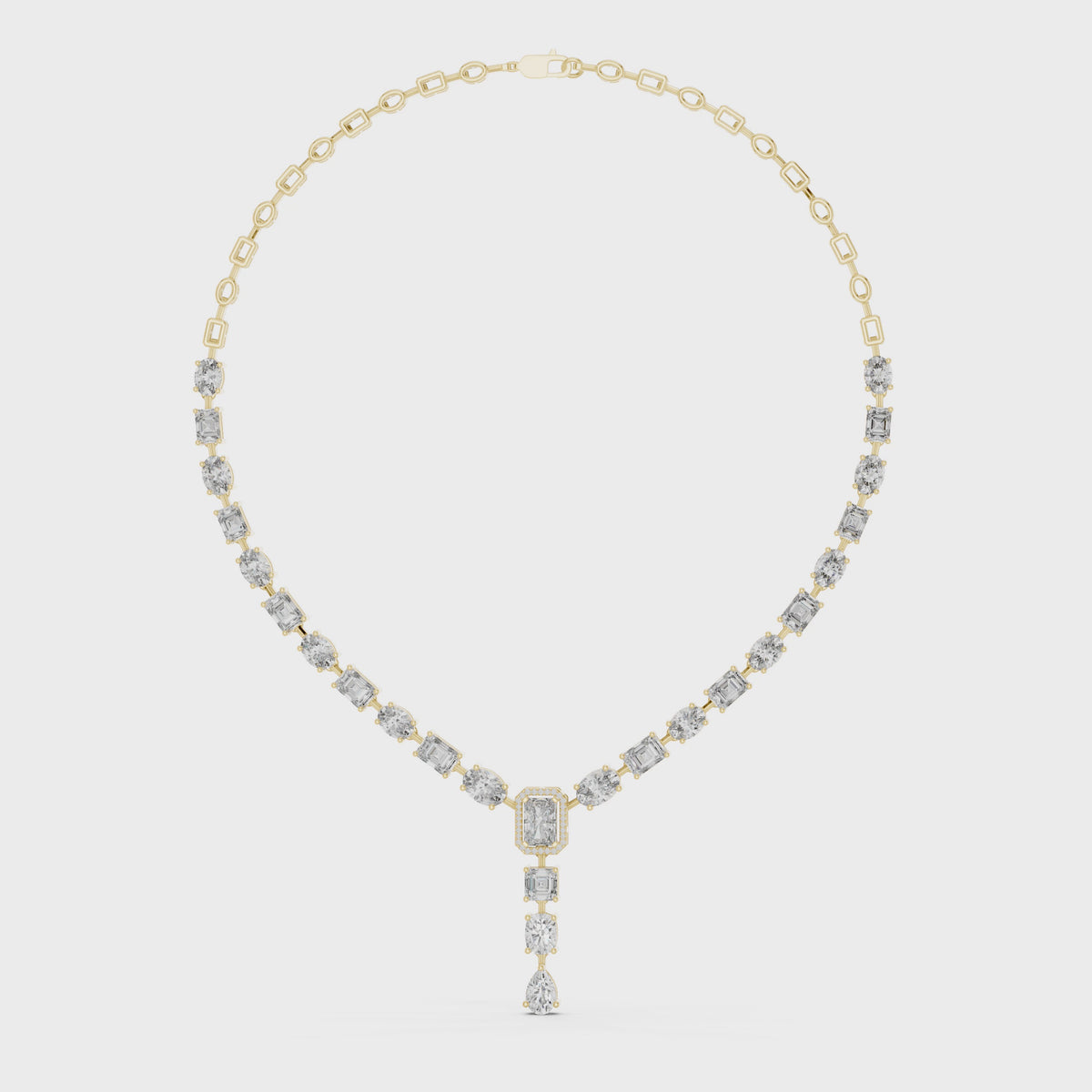 Celestia Multi Shape Lab Grown Diamond Drop Necklace, Yellow Gold