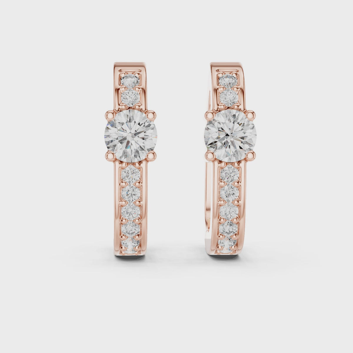 Round Lab Grown Diamond Hoop Earrings in Gold, Rose Gold