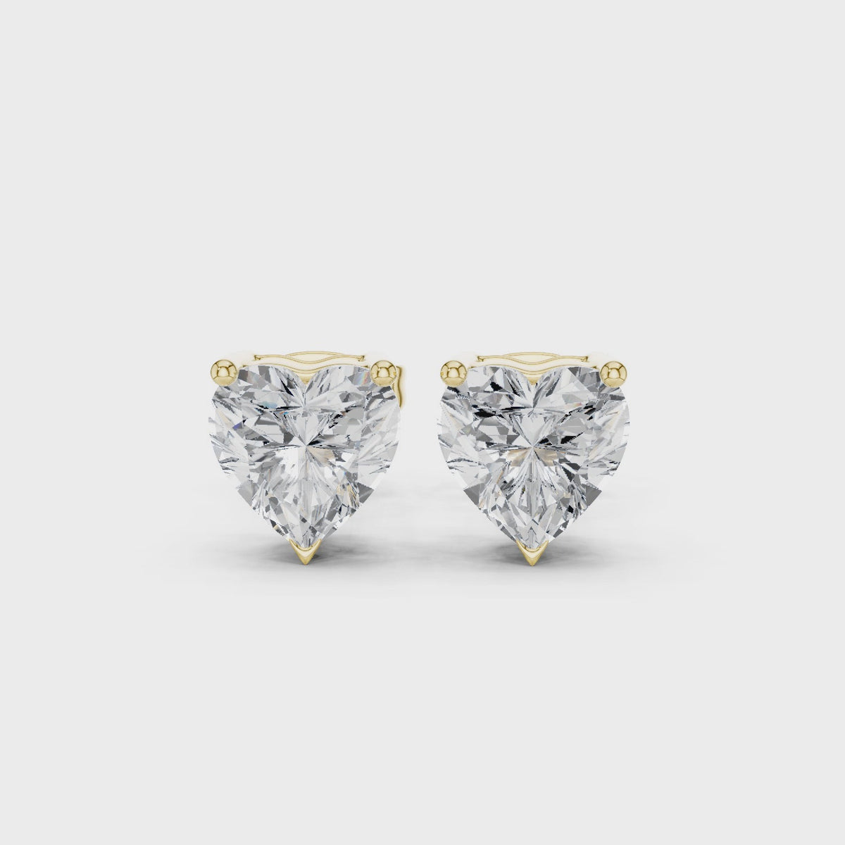 IGI Certified 2.10 CT Heart Diamond Stud Earrings, Yellow Gold