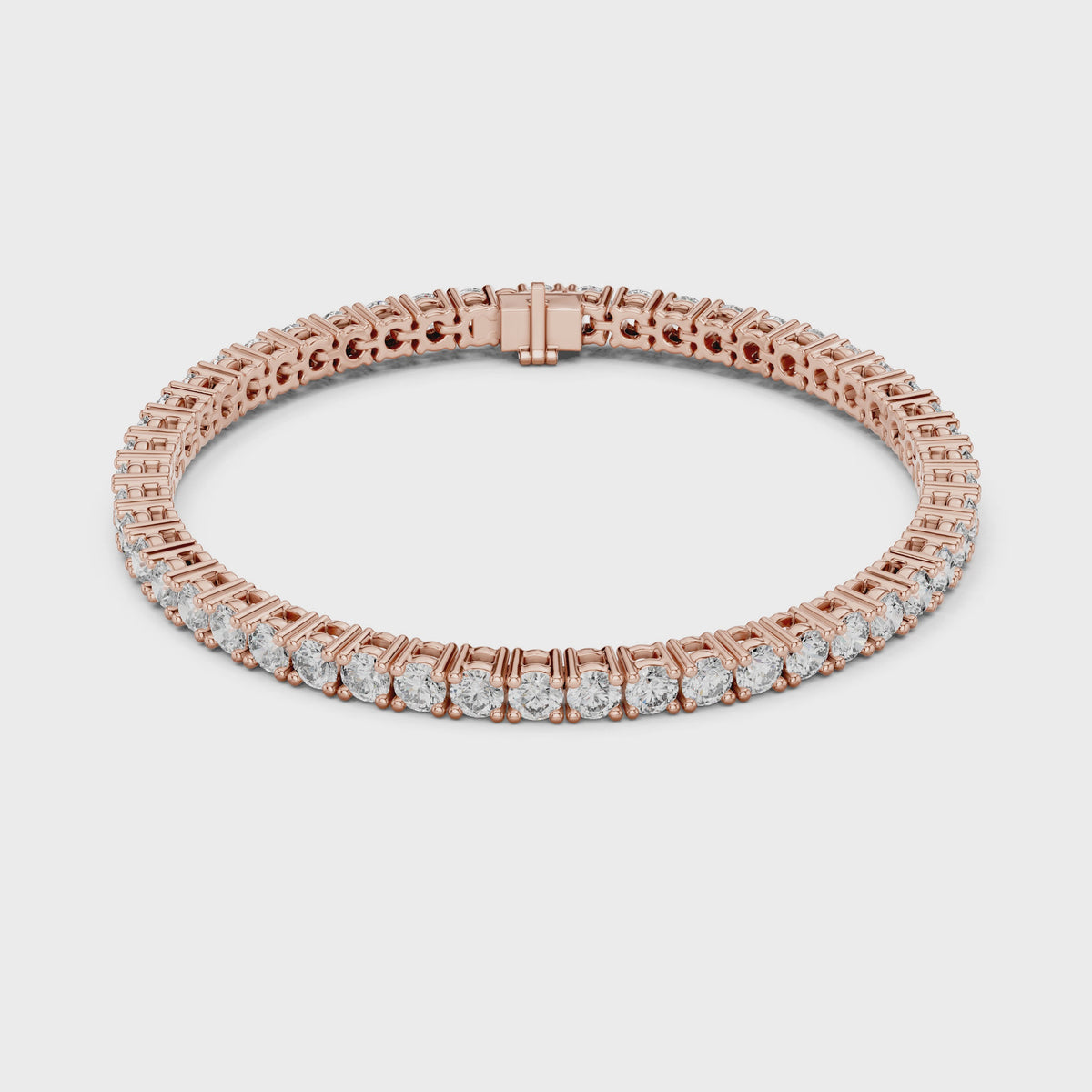 Round Lab Grown Diamond Tennis Bracelet, Rose Gold