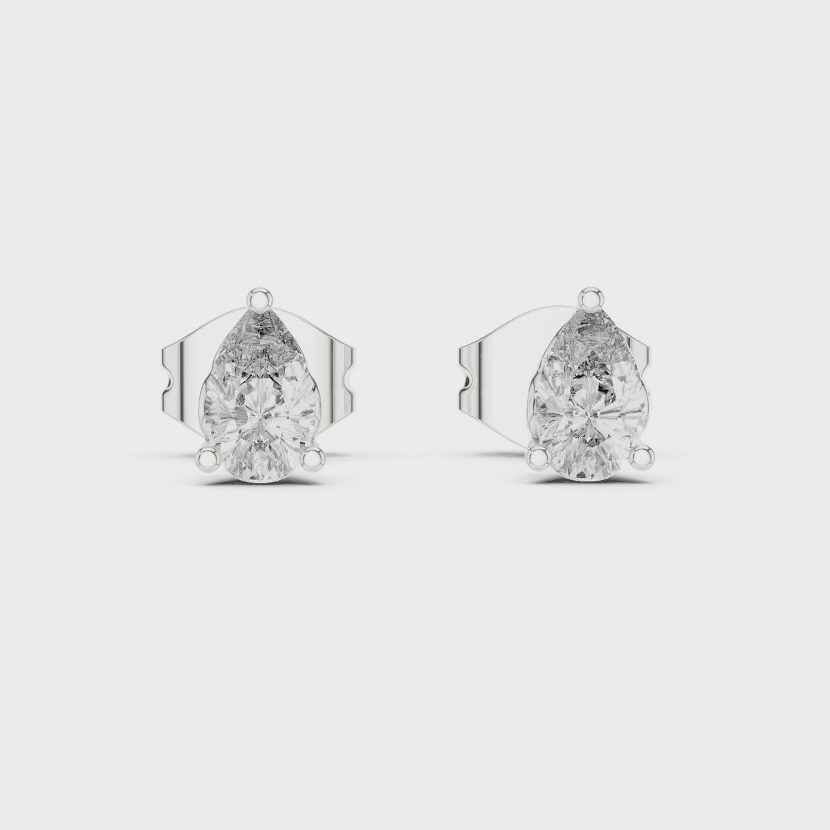 Designer 0.50 CT Minimal Pear Diamond Solitaire Earstuds, White Gold