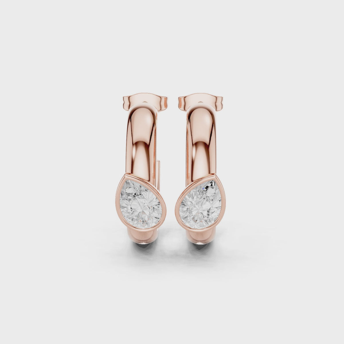 2.00 CT Pear Cut Lab Grown Diamond Hoop Earrings, Rose Gold