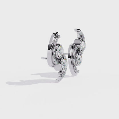 LGD Ear Studs Round  Stone (2.05ct Pair ) In 14K Gold