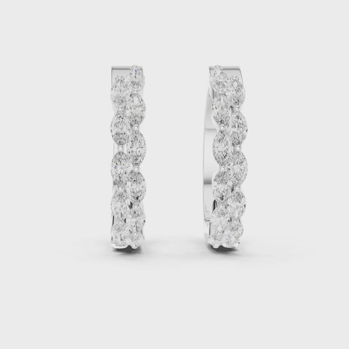 Elegant Marquise Lab Grown Diamond Hoops, White Gold