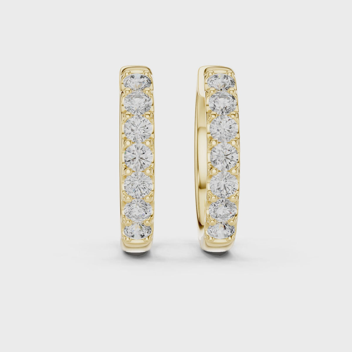 Minimalist Diamond Hoop Earrings with Lab Grown Diamonds, Yellow Gold