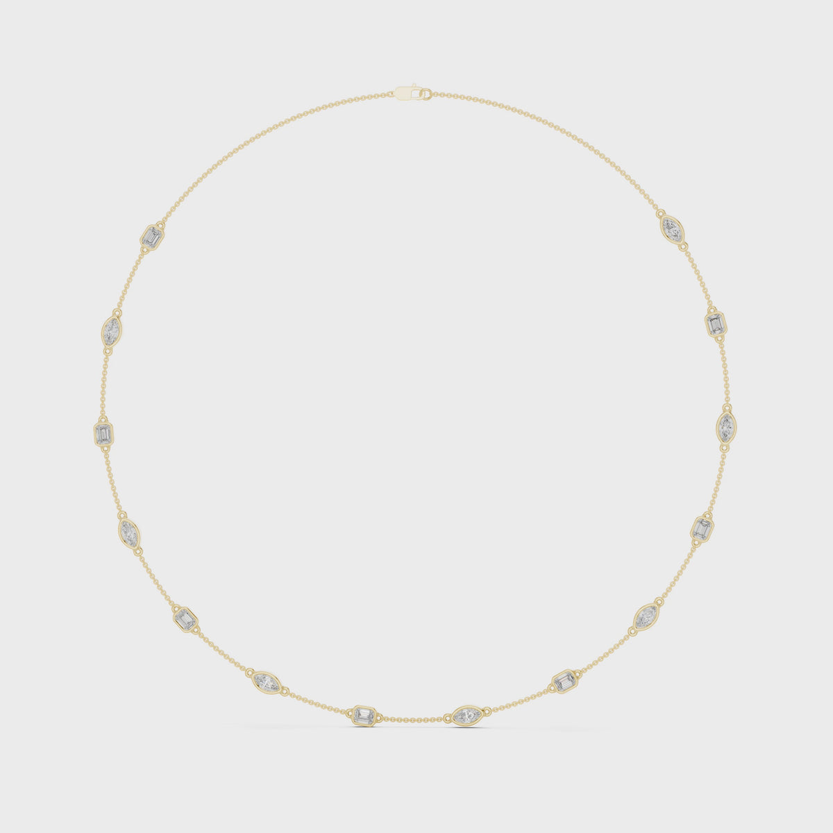Aurelia Alternating Emerald & Marquise Lab Grown Diamond Station Necklace, Yellow Gold