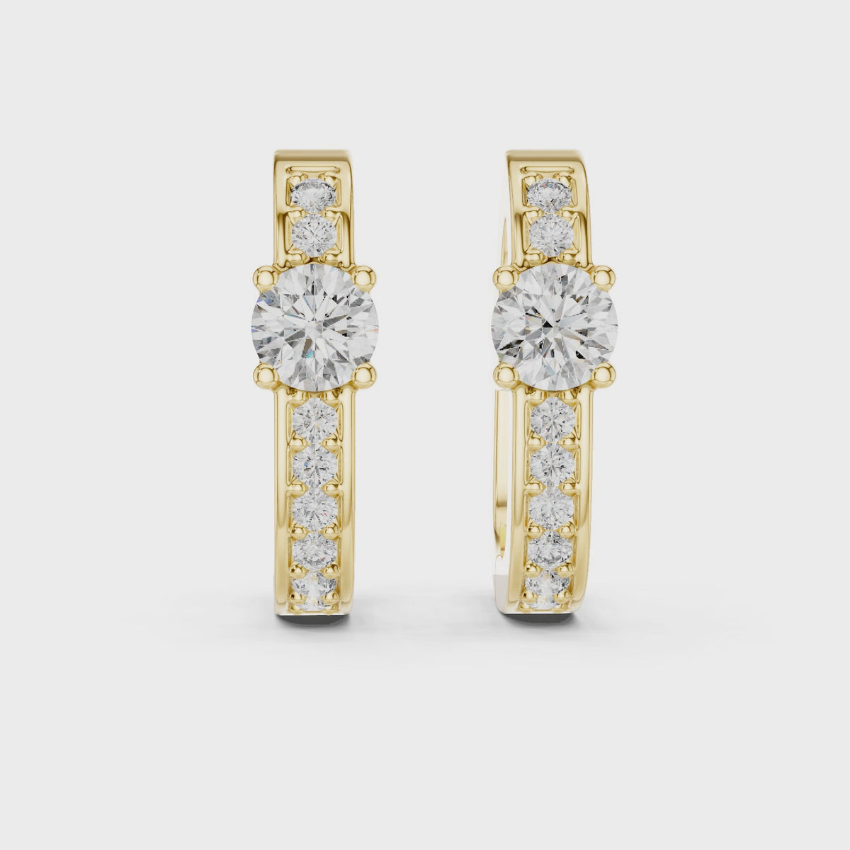 Round Lab Grown Diamond Hoop Earrings in Gold, Yellow Gold