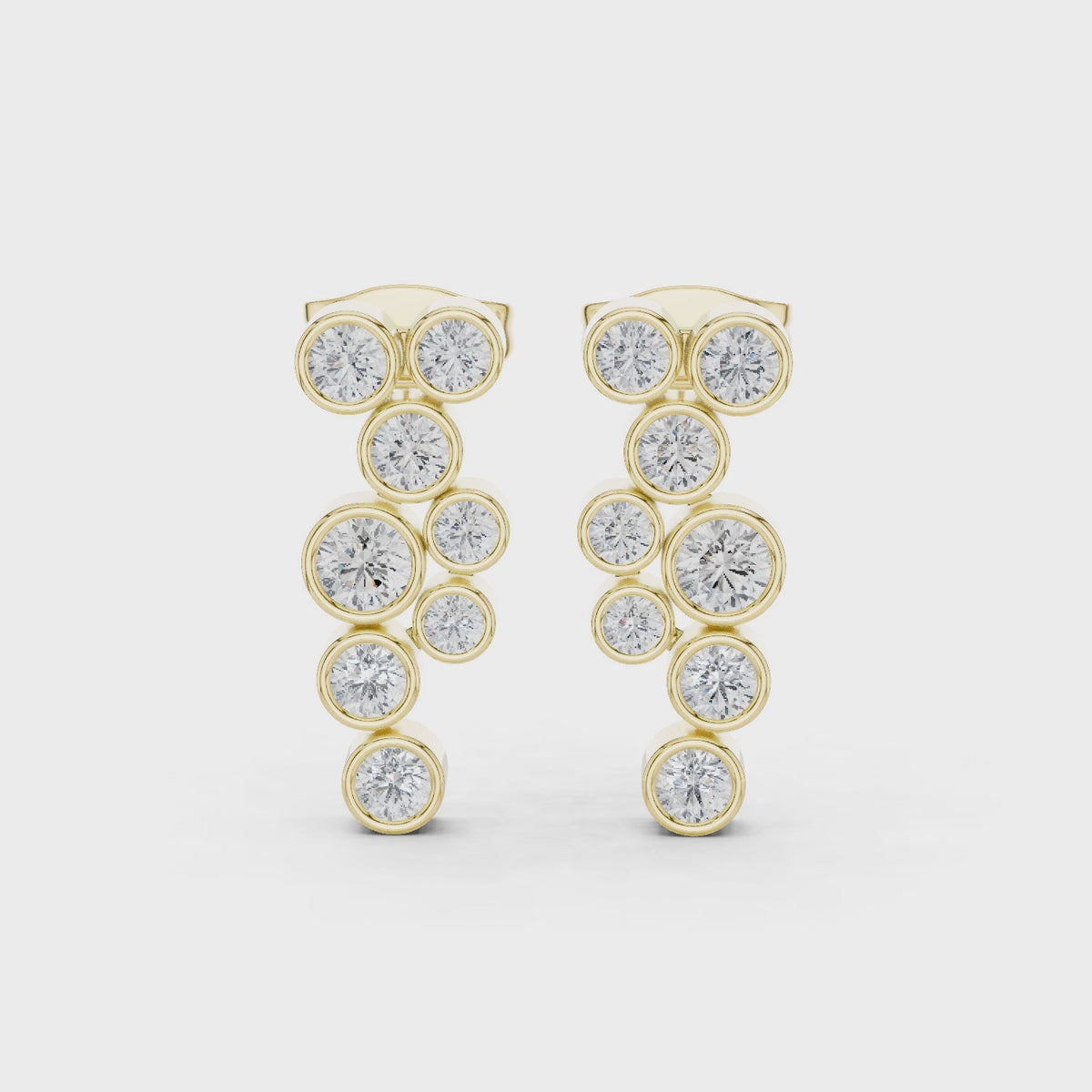 Elegant Round Lab Grown Diamond Drop Earrings with IGI Certified, Yellow Gold
