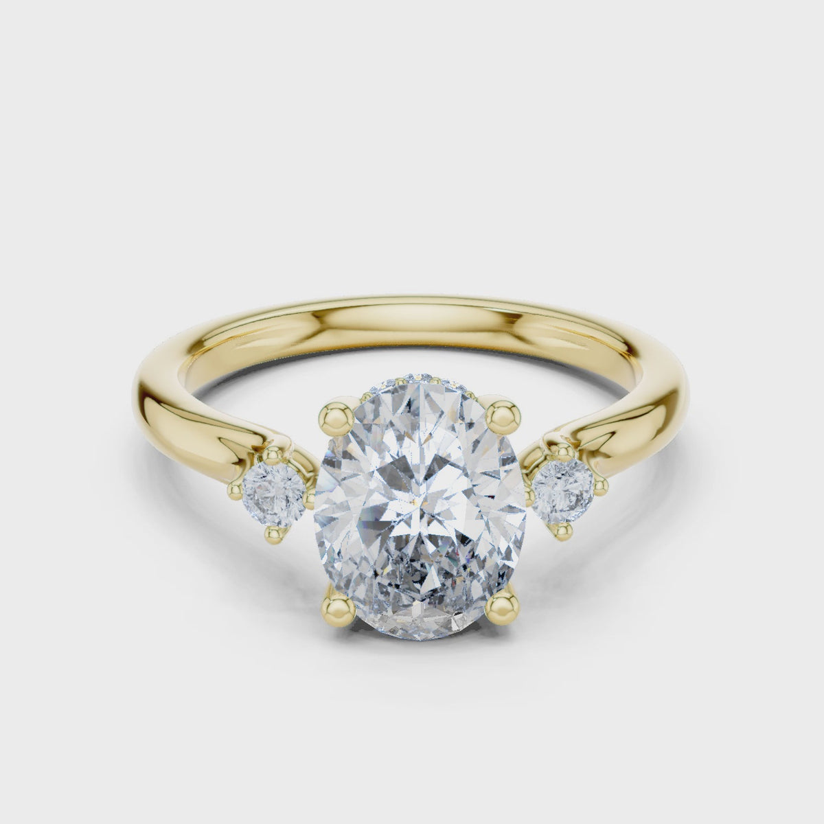 Oval Cut Lab Grown Diamond Anniversary Ring, Yellow Gold