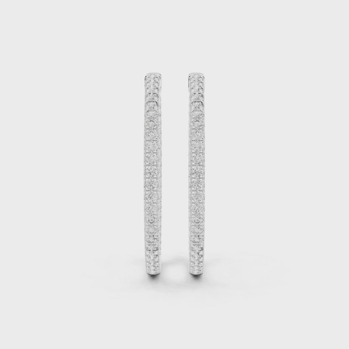 Inside-Out Round Diamond Hoop Earrings, White Gold