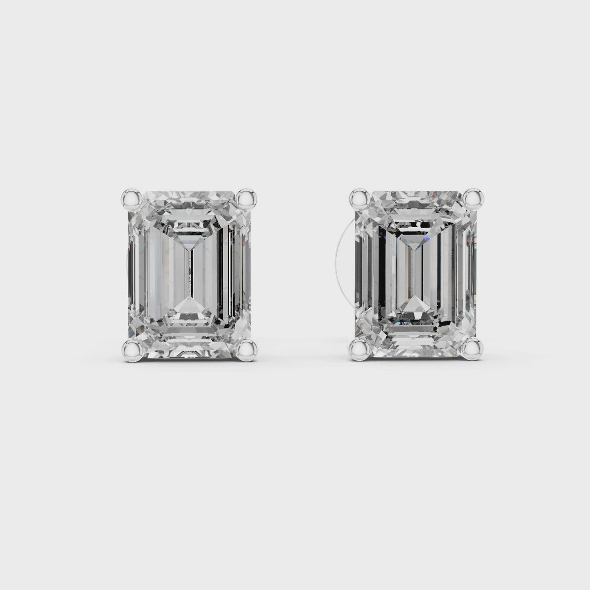 IGI Certified 2.50 CT Emerald Cut Lab Grown Diamond Solitaire Stud Earrings, White Gold