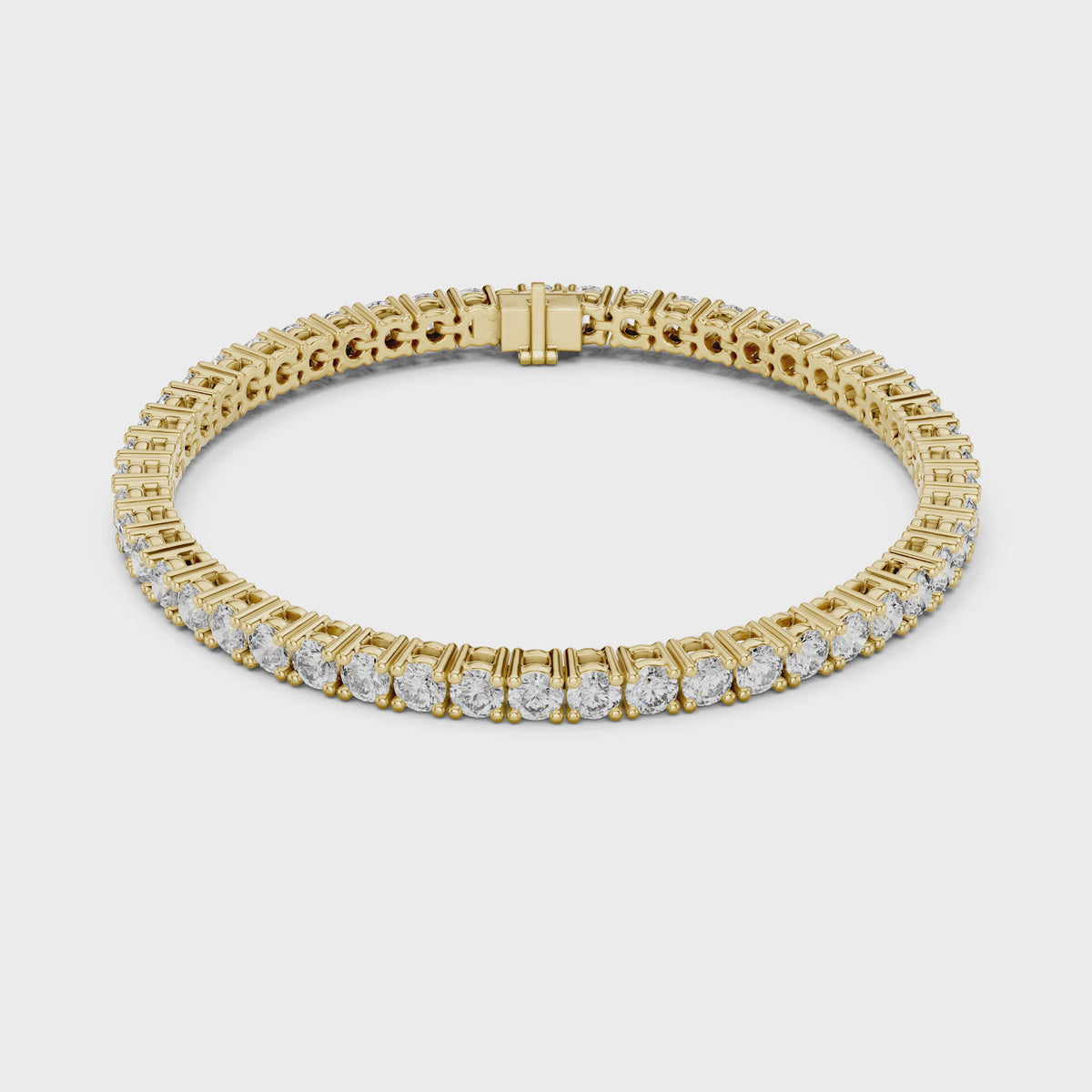 Round Lab Grown Diamond Tennis Bracelet, Yellow Gold