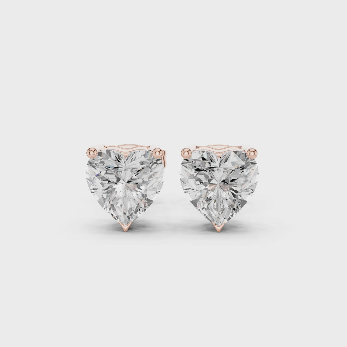 IGI Certified 2.10 CT Heart Diamond Stud Earrings, Rose Gold