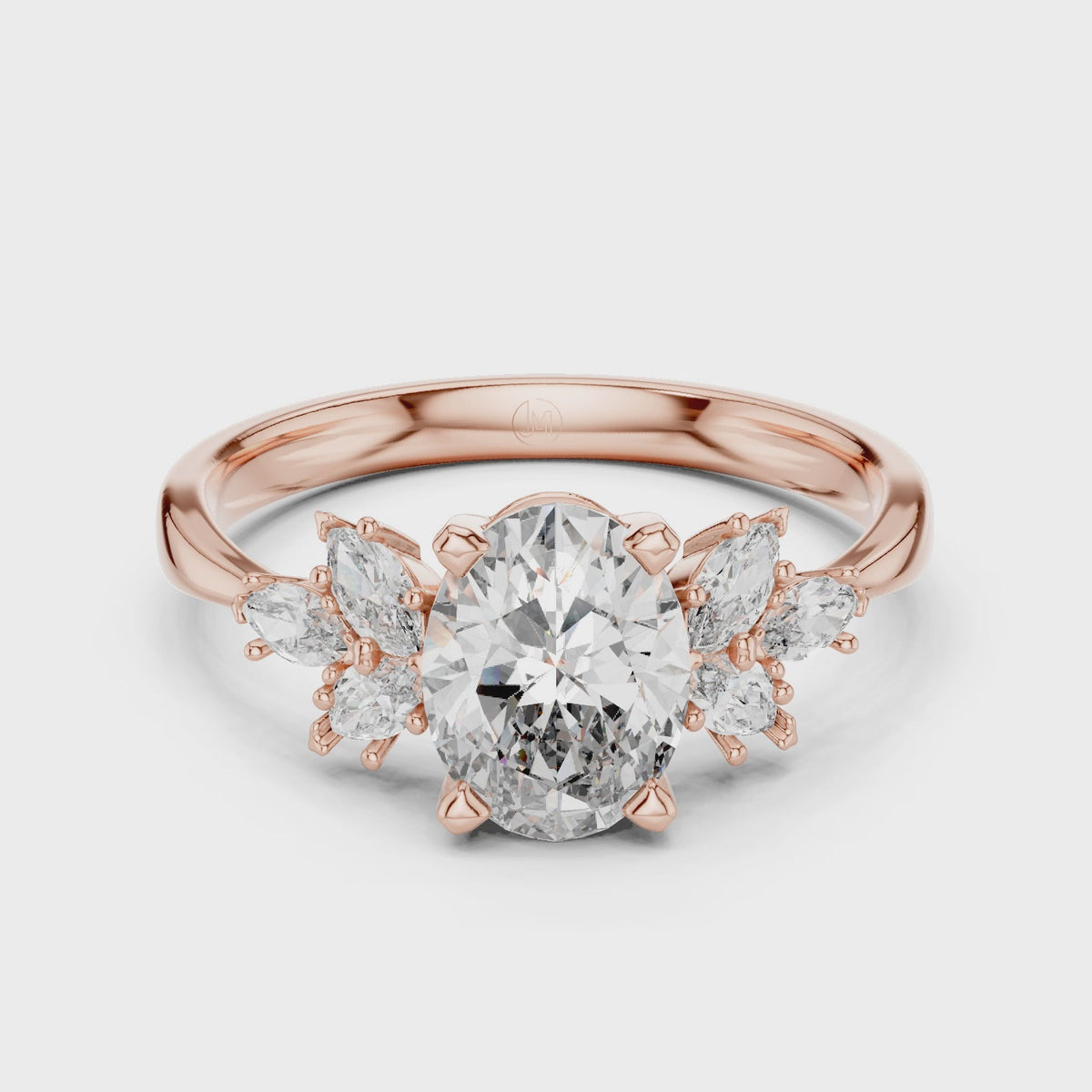 IGI Certified Oval Lab Grown Diamond Floral Engagement Ring, Rose Gold
