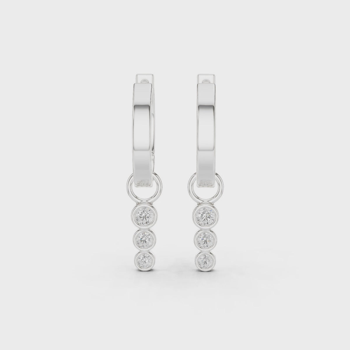 Minimalist IGI Certified Diamond Hoop Drop Earrings, White Gold